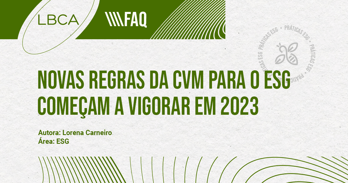 Novas regras da CVM para ESG passam a vigorar este ano